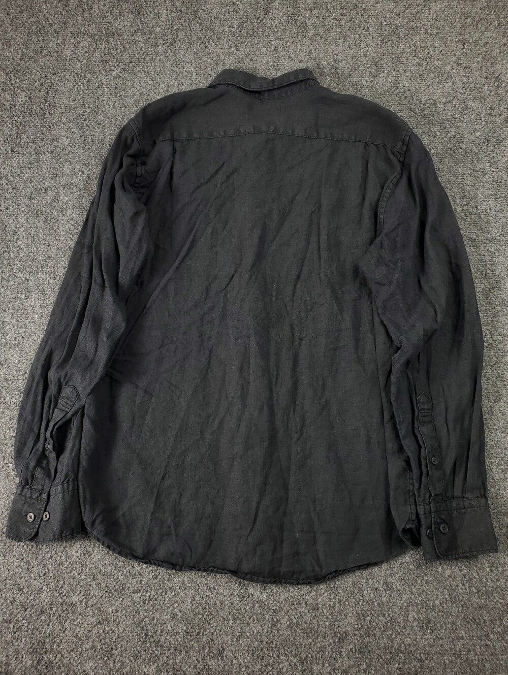 Uniqlo 100% Linen Shirt Mens Small Long Sleeve Black Button Up Summer Breathable - Picture 3 of 8